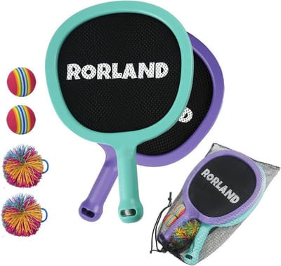 Kinder Rackets Set - Buitenspellen Set - Buiten Spelen - Inclusief Diverse Ballen - 36x23 cm - Groen Paars