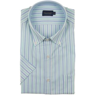 Paul & Shark Overhemd Cotton Summer Oxford Multitone Stripe Licht Blauw - Licht Groen / male