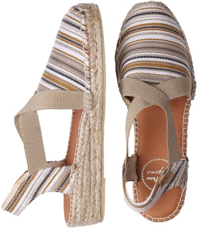 Veganistische espadrille van gestreept katoen voor dames met sleehak | VINAROS