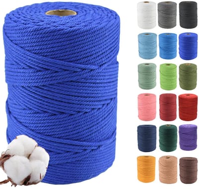 Macramé katoenen koord, 3 mm x 500 m, zacht gedraaid, 4 strengen, 100% natuurlijk katoen voor handgemaakte muurhanger, doe-het-zelf, knutselen, breien, plantenhangers, decoratieve projecten (3