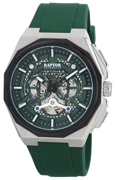 Raptor Herenhorloge siliconen met siliconenarmband, AUTOMATIK, datum- en weekdagweergave