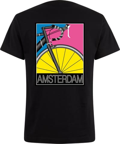Zwart Neon Tshirt Bike Amsterdam M