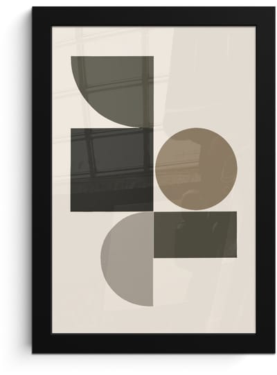 Poster in lijst - Fotolijst 20x30 cm - Posters - Aardetinten - Abstracte compositie - Eenvoudige vormen - Posterlijst zwart - Decoratie - Wanddecoratie woonkamer - Muurdecoratie slaapkamer