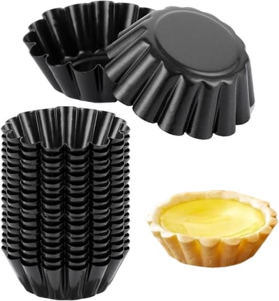 Set van 20 Mini Tartletvormpjes van Koolstofstaal, Ideaal voor Muffins, Taartjes en Cupcakes, Diameter 6.5 cm, Antiaanbaklaag voor Perfecte Resultaten