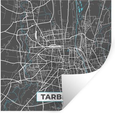 Muurstickers - Sticker Folie - Plattegrond - Tarbes - Frankrijk - Kaart - Stadskaart - 100x100 cm - Plakfolie - Muurstickers Kinderkamer - Zelfklevend Behang XXL - Zelfklevend behangpapier - Stickerfolie