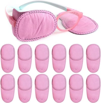 12 stuks herbruikbare ooglapjes voor kinderen, volwassenen, lui oog, amblyopie en scheelzien (roze medium)