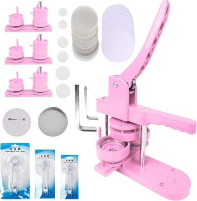 Knopenmaker Machine - Badge Maker DIY - Gepersonaliseerde Cadeaus Maken - Inclusief 300 Onderdelen - 25/32/58mm - Roze