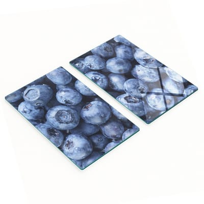 Decoratieve glazen snijplanken voor in de keuken met bosbessenmotief, 2x30x52 cm