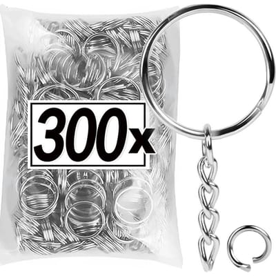 50/500 stuks Metalen Blanco Sleutelhanger Sleutelhanger Splitringen Sleutelhanger Sleutelringen Karabijnhaak Sleutelhanger Sleutelhanger Ringen van roestvrij staal gray
