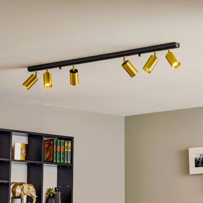 Nowodvorski Lighting Plafondspot Eye Spot 6-lamps, zwart/messing