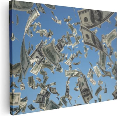 Artaza Canvas Schilderij Dollar Biljetten - 40x30 cm - Klein - Wanddecoratie Money - Muurdecoratie Woonkamer - Kamer Accessoires