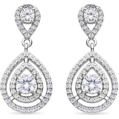 Luxenter 925 Sterling Zilver en Rhodium Plated Briljant Zirkonia Oorbellen - Yssyl