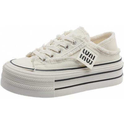 Canvas Schoenen Damesschoenen Nieuw Lente en Herfst Dun Ademend Dikke Zolen Twee Manieren om te Dragen Eén Instapper Witte Schoenen Casual Boardschoenen 40 white