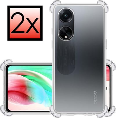 Hoesje - 2 Stuks - Geschikt voor OPPO A98 - Sterk & Shockproof - Siliconen Case - Back Cover - Telefoon Hoes Shock Proof - Transparant
