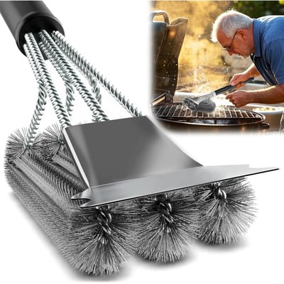 EXCITAT Barbecueborstel - Grillreinigingsborstels - Extra lange steel - 360° reiniging - Barbecueaccessoires voor alle buitengrills