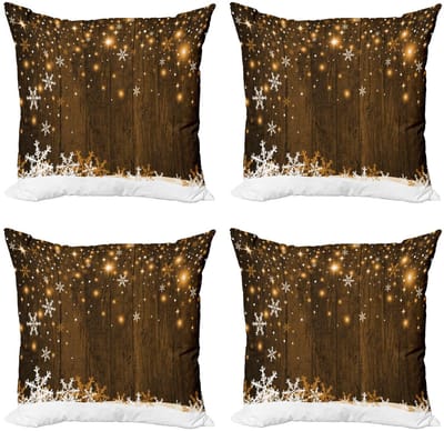 ABAKUHAUS Kussenhoes – 4x 40x40 cm – Dubbelzijdig bedrukt – Wit/Bruin