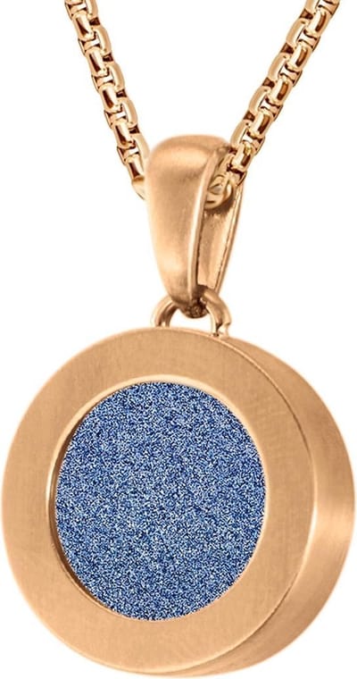 Quiges 12mm Mini Munt Hanger Rosékleurig RVS Mat met Glitter Blauw Munt en Box Ketting Ankerketting 42-46cm