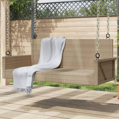 Hangbank Rotan - Schommelbank Tuin - Buiten Ontspannen - Weerbestendig Materiaal - 119 x 56 x 48 cm - beige