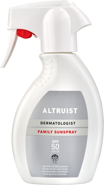 Altruist Familie Zonnebrand Spray SPF50 – Zonnebrand voor Gezin - Kinderen & Baby’s 6+ Maanden - 5 Sterren Ultra UVA Bescherming - Trigger Spray Applicatie - Waterresistent – Dermatologisch Getest – Parfumvrij – Met Vitamine E – 250 ml