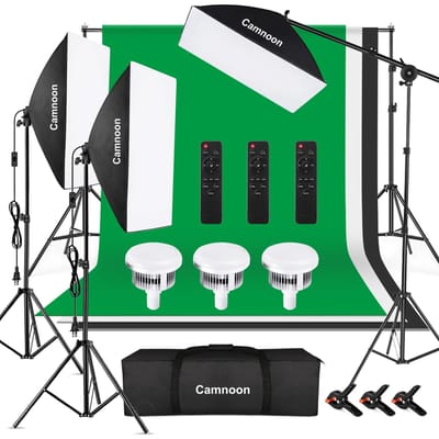 Kit d'éclairage de photographie Camnoon Studio, ensemble d'éclairage Softbox comprenant 85W 2800K-5700K bicolore UK Plug