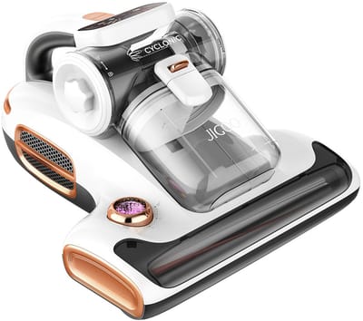 JIGOO T600 Matrasstofzuiger voor Bedden – Dubbel Cup-ontwerp, 99,99% Huisstofmijtverwijdering met Geurverspreidingssysteem, Wit, EU-stekker