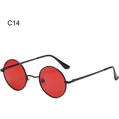 Gepolariseerde kleine ronde zonnebril Retro kleurrijke metalen punk tinten UV400 bescherming Brillen voor mannen en vrouwen C14 red