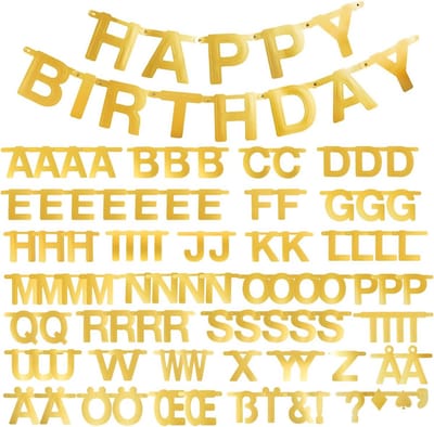 Dailygoods- Slinger Gouden Letters - Doe-Het-Zelf Banner - Gepersonaliseerde Banner - Herbruikbare Letters - Voor Verjaardag/Babyfeestjes - Hoogwaardig Materiaal