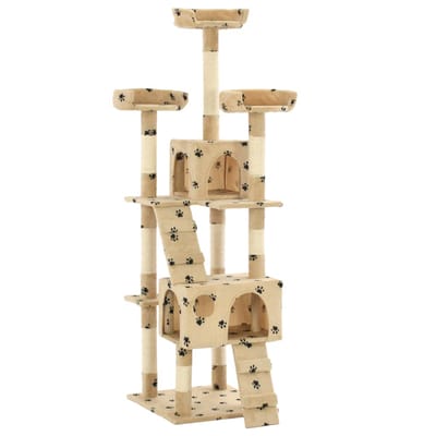 vidaXL - Kattenkrabpaal - met - sisal - krabpalen - 170 - cm - pootafdrukken - beige