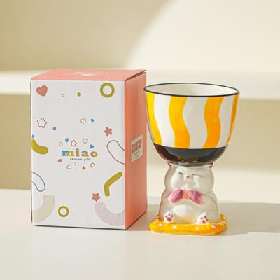 Cartoon Schattig Verjaardagscadeau Handbeschilderde Kelk IJscoupe Creatieve Dessertbeker Taartbeker Keramische Beker Aromatherapie Tafel 201-300ml