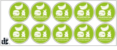 Keukenafval sticker | 5 cm - 10 stuks per vel