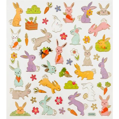 Stickers Paashaas - Zelfklevende Paas Stickers - DIY Versiering Met Paashaas Thema - Decoratie Voor Scrapbooking & Kaarten - 15x16,5 cm