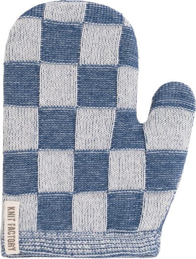 Knit Factory Ovenwant Block - Hittebestendige ovenhandschoen - keukenhandschoen - Gemaakt van 50% katoen & 50% acryl - Slijtvast - Ecru/Jeans