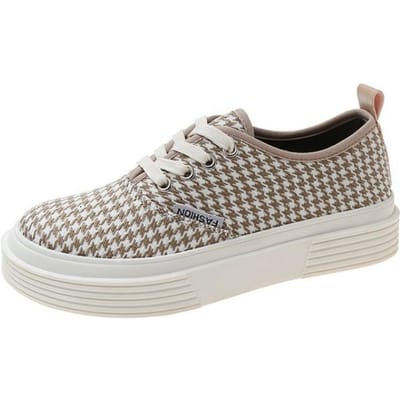 Damesschoenen Canvas Schoenen Lente Nieuw Pepita Platform Damesschoenen Ademend Dun Casual 39 kaki