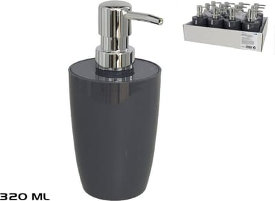 Zeepdispenser / Zeeppompje - Kunststof Collectie Venice - Antraciet - 320ml - 7x7x17.5 cm