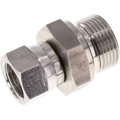 JIC  Verloopnippel UNF 3/4''-16'' Binnendraad X G3/4'' Buitendraad Verstelbaar RVS 250bar
