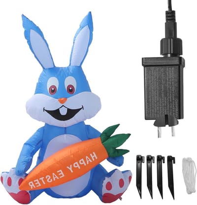 Luchtige Paasdecoratie van 1.2m met Cartoon Design voor Tuin en Feestjes - Opblaasbare Paashaas voor Buitengebruik met EU Plug 220V
