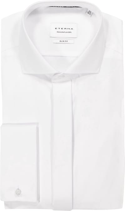 ETERNA slim fit smoking overhemd - dubbele manchet - niet doorschijnend twill heren overhemd - wit - Strijkvrij - Boordmaat: 43 (EU maat: XL)