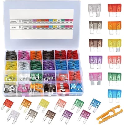 Dailygoods - Zekeringsset Auto - Assortiment Autozekeringen - Voor Auto's en Vrachtwagens - 250 Stuks - Inclusief Opbergkoffer - Veelkleurig
