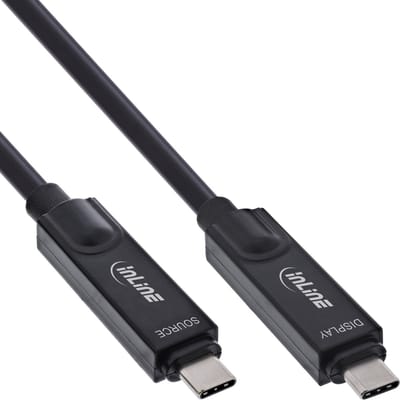 InLine® USB 3.2 Gen.2 AOC-kabel, USB-C M/M, 8K60Hz, 60W, zwart, 3m