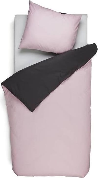 Snoozing Two Tone - Dekbedovertrek - Eenpersoons - 140x200/220 cm + 1 kussensloop 60x70 cm - Roze/Antraciet