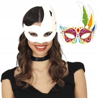 Masque Blanc Vénitien Carnaval Base Pour Peinture Personnelle Bricolage Bal
