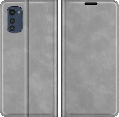 Cazy hoesje geschikt voor Motorola Moto E32/E32s - Hoesje met Pasjeshouder - Luxe Book Case - Grijs