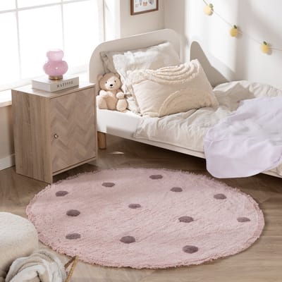Little Olly Rond Vloerkleed Kinderkamer - Lou Dots Paars - Ø 80cm