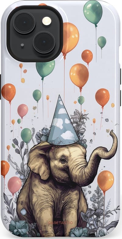 Casetastic Hoesje Geschikt voor Apple iPhone 15 Magsafe - Stijlvolle Beschermende Duo-layer Case - Olifant Verjaardag