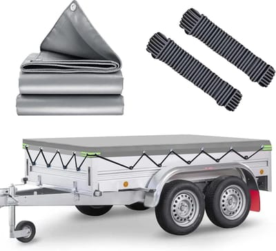 Aanhanger Afdekzeil - Trailerhoes Waterdicht - Aanhanger Beschermen - Versterkte Hoeken - 256x145x8cm - Grijs