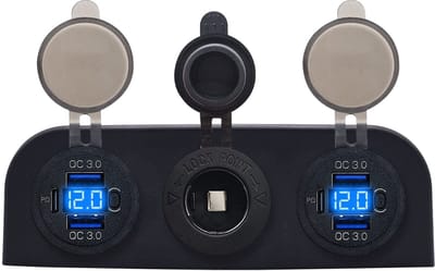 ProRide 12V USB Autolader 3 Poorten - QC3.0 - Voltmeter en 12V/24V Sigarettenplug - Drievoudig opbouw