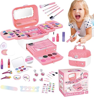 Meisjes Make-up Set - Speel Make-up - Creatief Spelen - Wasbaar en Huidvriendelijk - 17 cm - Roze