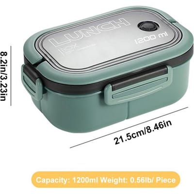 Lunchbox 2 Lagen Vakken Student Kantoorwerker Magnetron Luchtdicht Bento Box Buiten Picknick Fruit Voedselcontainer met Vork Lepel gray