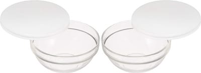 Luminarc Glazen schaal met deksel - 2x - D20 cm - salade en snacks - stapelbaar - vaatwasserbestendig
