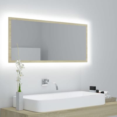 vidaXL - Badkamerspiegel - LED - 100x8,5x37 - cm - acryl - sonoma - eikenkleurig